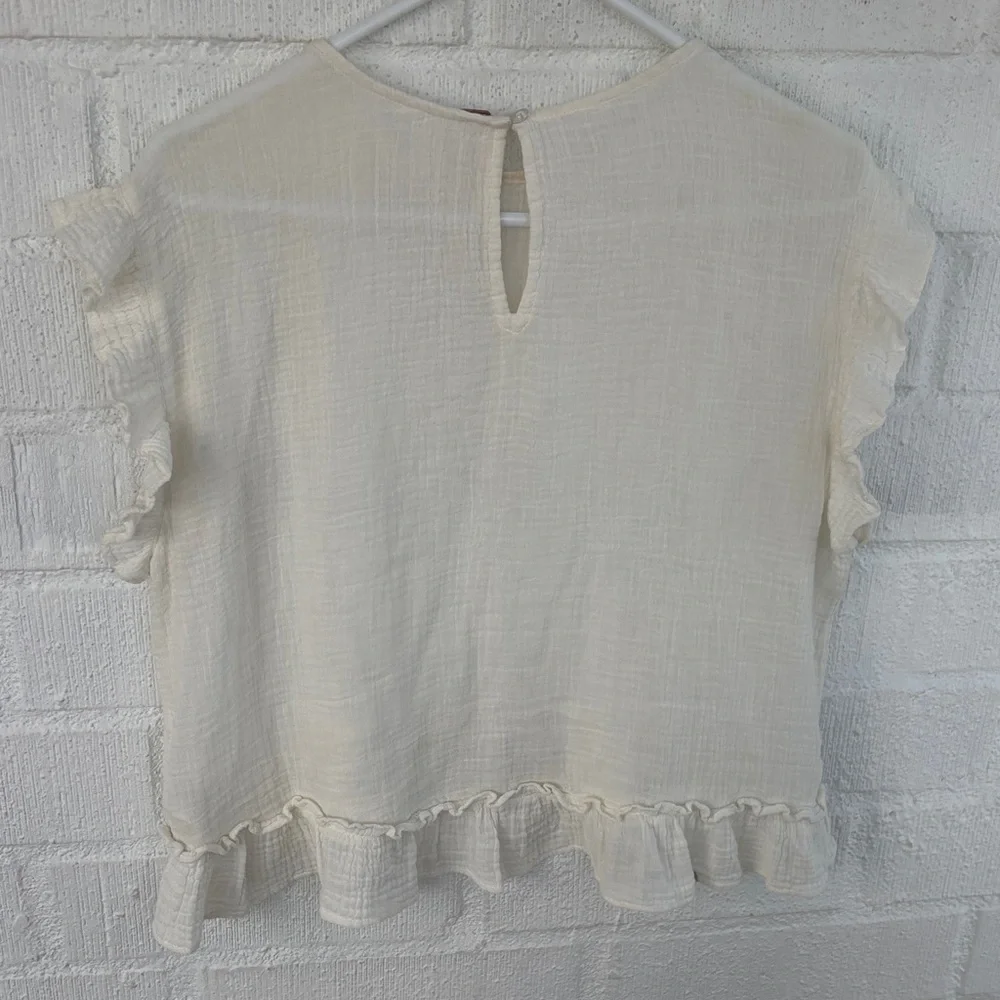 Free People Ivory Ruffle Sleeve Top - Picture 4 of 5